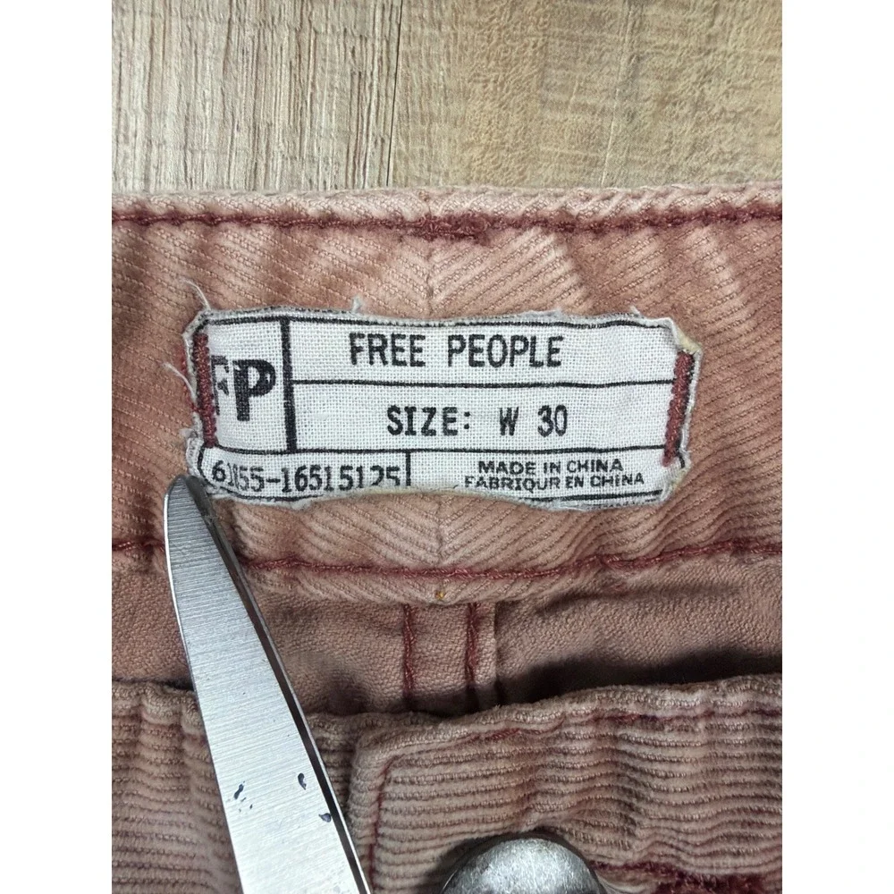 Free People Womens Corduroy Skinny Pants Dusty Rose Pink Low Rise Size 30